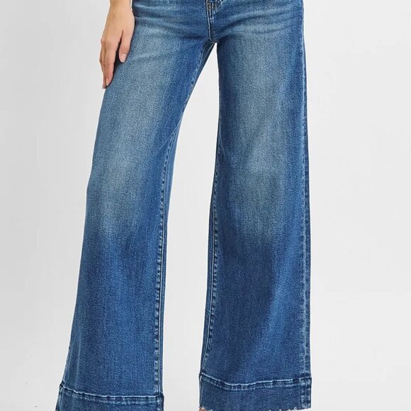 ✨NWT RISEN Full Size High Rise Ankle Wide Seam Detailed Jeans Plus Size - Picture 4 of 6